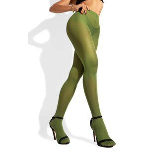 Women's Sofsy Green Opaque Nylon Tights NWT Small